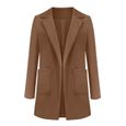 OS Femmes Blazers Coupe-Vent Manteau Trench-Coat Manteaux Automne Printemps Manteau Chemisier Veste marron-3