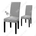 TD® 4 pièces Couvertures de chaises de restaurant Housse de chaise couleur pure Gris Housse de chaise siamoise Hôtel Ménage-3