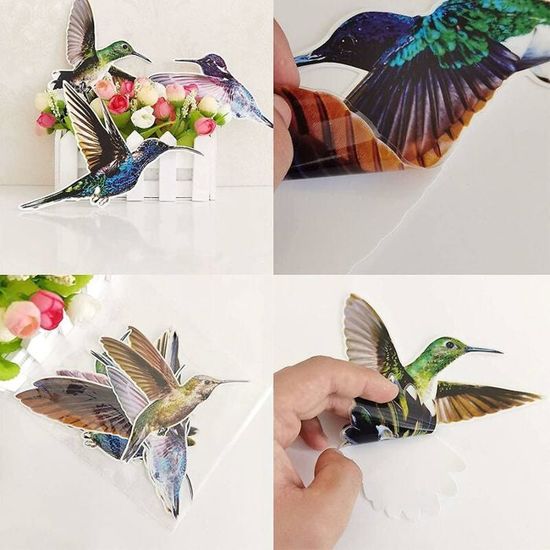 Autocollants Fenêtre Colibri Anti-collision - Lot De 9 Stickers Vinyle, Décoration Murale Bureau Et Salon