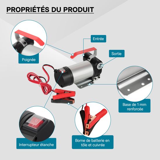 Pompe Diesel électrique 60 L/min 230V - Auto-amorçante, 550W, Pour Transfert Gasoil, Mazout