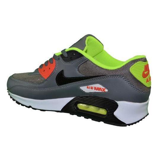 Nike -- Basket - Homme - Air Max 90 - Gris Jaune Fluo Gris ... Nike -- Basket - Homme - Air Max 90 - Gris Jaune Fluo Gris ...