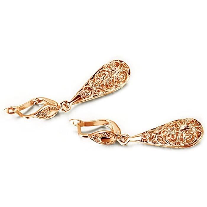 Boucles D'Oreilles Pendantes Feuille De Lotus Dorées À Grande Fleur Boucles D'Oreilles Pendantes Feuille De Lotus Dorées À Grande Fleur