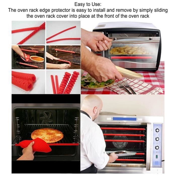 Protecteurs De Grille De Four En Silicone - Lot De 6 - Rouge - 14 Pouces - Anti-Brûlures