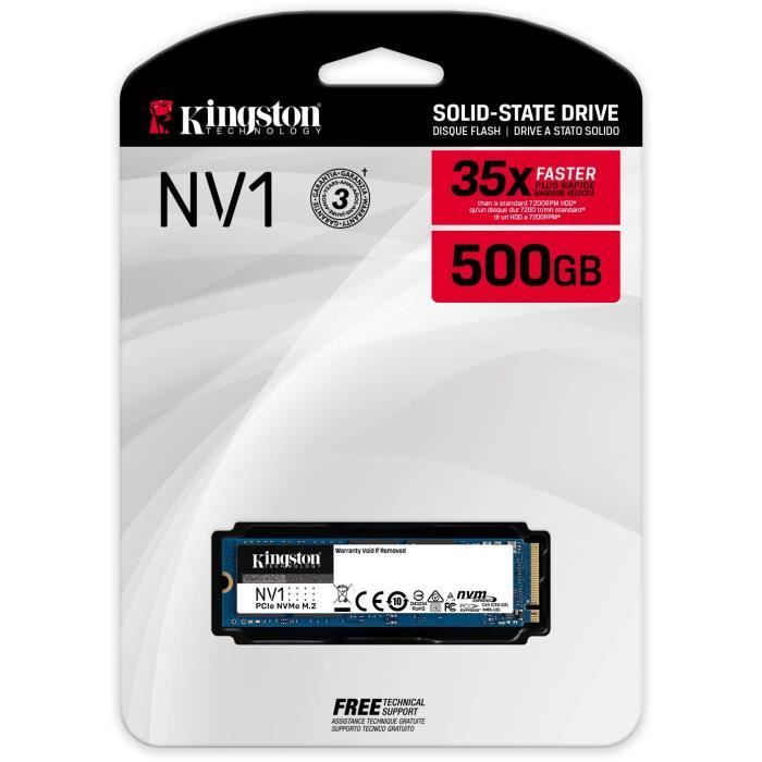 KINGSTON - SSD Interne - NV1 - 500Go - M.2 NVMe (SNVS/500G) - Cdiscount  Informatique