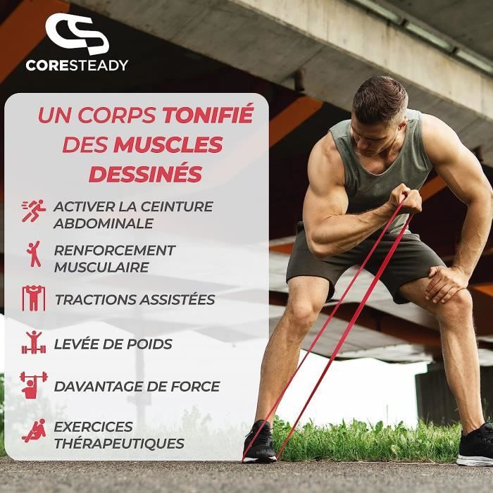 Coresteady Elastique Traction Bande Elastique Traction Assistee Bande de Traction pour Powerlifting Yoga Exercices de 21 Cdiscount Sport