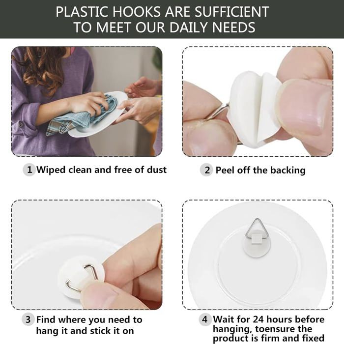 Lot De 15Crochet Adhesif Mural Crochets Adhésifs Invisibles