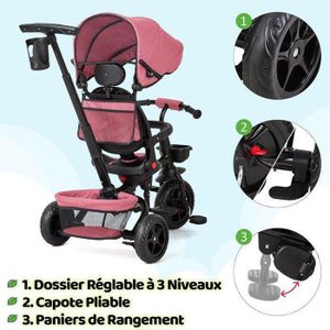 Tricycle Évolutif 5 En 1 Kinderkraft SPINSTEP - De 9 Mois à 5 Ans, Cabine UPF50+, Pliable, Siège Rotatif