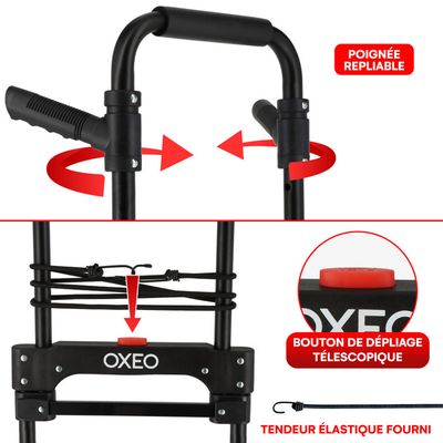 Diable Pliable 150kg - Tube Acier - Roues Increvables - Faible Encombrement - Ht 115cm - Plateau Antidérapant Aluminium 35x29cm