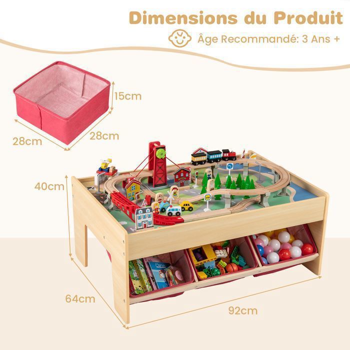 Jouet Rampe pour Voiture pour Garçon de 1 2 3 Ans, Jouet Piste de Course pour Tout-Petit avec 4 Voitures en Bois et Garage pour 3 Voitures