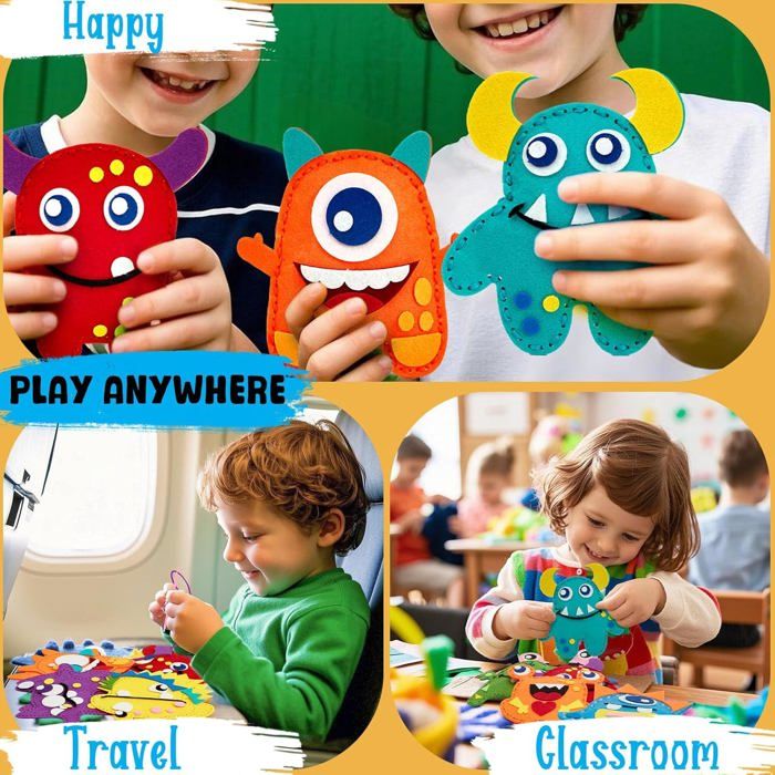Kit Couture Enfant – 12 Figurines Chien En Feutrine à Coudre – Avec Aiguilles Sécurisées, 5-10 Ans