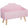 coffre à jouets meuble de rangement - forme nuage - coloris rose-0