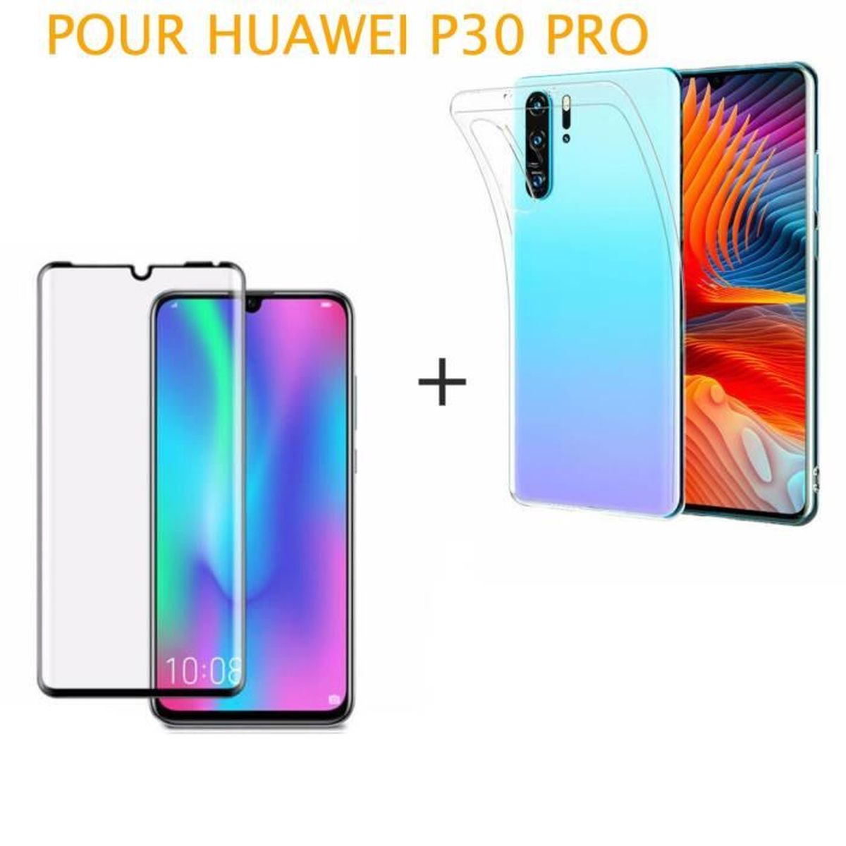 Film De Protection Intégrale Incurvé En Verre Trempé Noir Pour Huawei P30 Pro Une Coque Silicone Transparente Achat Film Protect Téléphone Pas Cher Avis Et Meilleur Prix Cdiscount