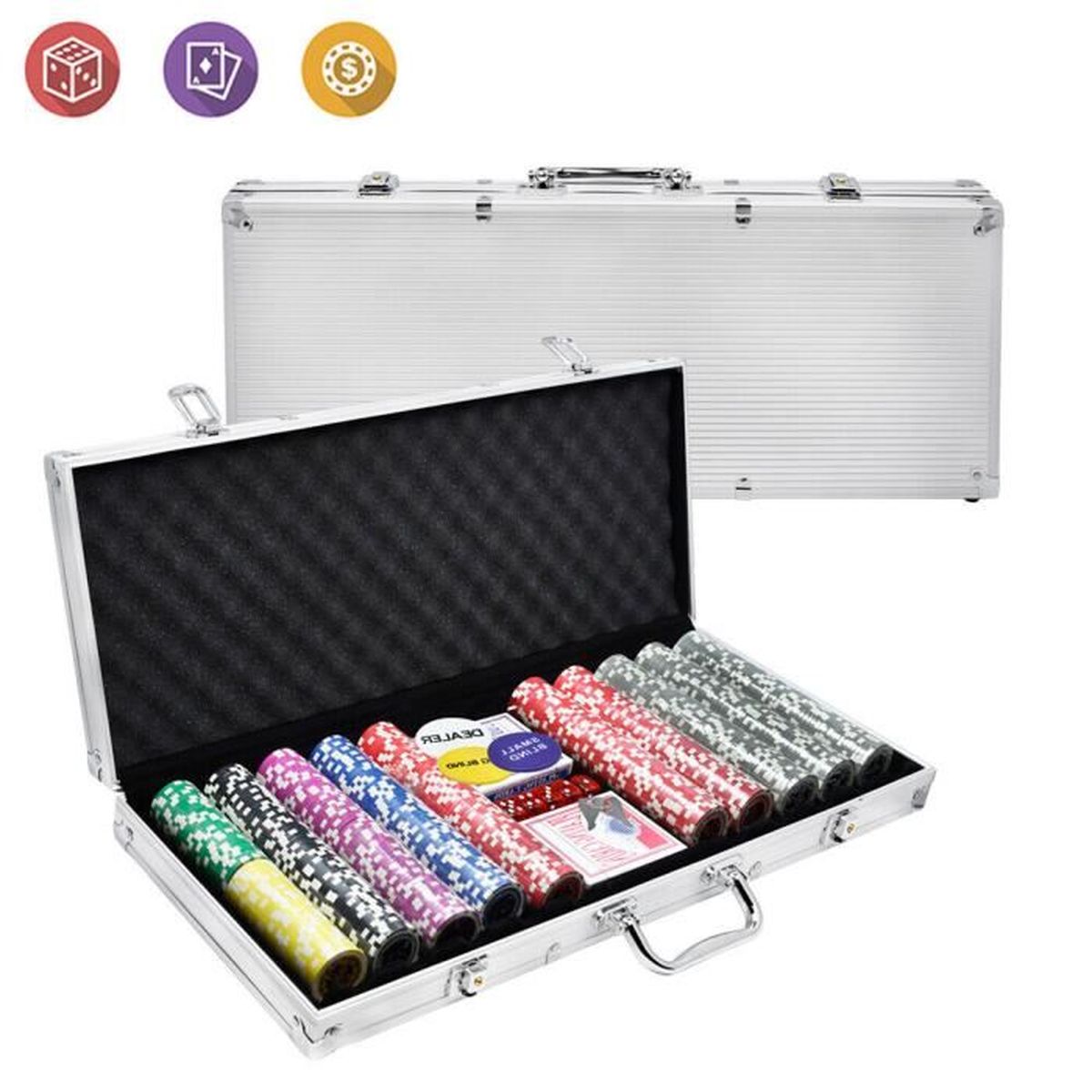 Set Complet de Poker Texas Hold'em avec Mallette Aluminium et 300 Pcs Set Complet de Poker Texas Hold'em avec Mallette Aluminium et 300 Pcs