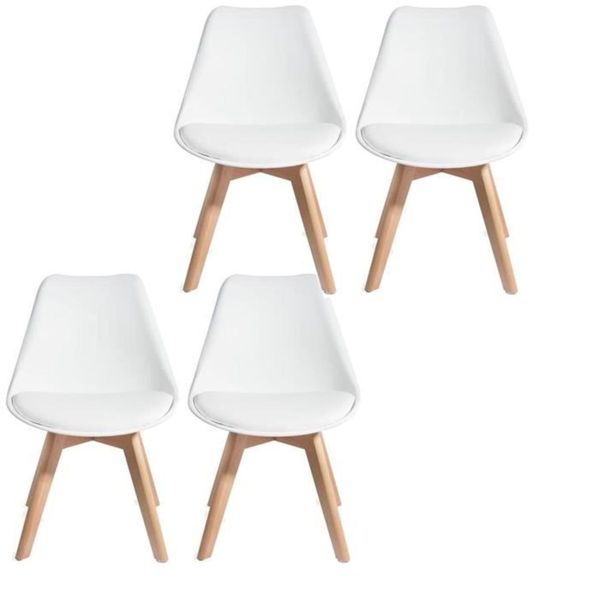 SACHA Lot de 4 chaises blanche
