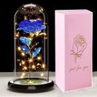 ATMOKO Rose Eternelle sous Cloche, Galaxy Rose avec LED Lumières, Fleurs de Rose Lumineuses, Fleur Artificielle Rose Cadeau, Bleu