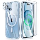 MASSILIA TECH Coque hybride - MagSafe - iPhone 14 Plus - Transparent - 2 Verres Trempés - Protection Caméra Arrière