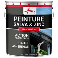 Peinture galva zinc toiture gouttière : Arcalaque 301 - 0.5 L - Gris Anthracite - RAL 7016