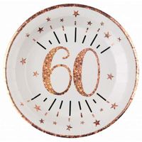 10 Assiettes anniversaire 60 ans rose gold métallisé