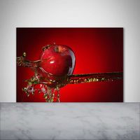 Tulup 100x70cm Crédence de cuisine sur verre sécurité:- Nourriture boissons - Pomme Eau - Rouge