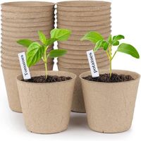 60 Pièces Pots de Semis en Fibre Godet Semis Biodégradable avec +20 étiquettes de plantes Végétale Pot Graine Fleurs Légumes-6CM