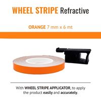 Wheel Stripes Bandes Adhésives Réfléchissantes pour Jantes Moto avec Applicateur, Orange, 7 mm x 6 mt