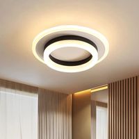 Plafonnier LED Moderne, Design Rond Noir - Ø 20CM, Luminaire LED pour Chambre Couloir, 24W, 2400 Lumen, 3000K lumière chaude