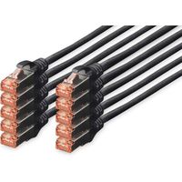 DIGITUS Cable LAN Cat 6-5m - 10 pieces - RJ45 Cable reseau - S/FTP Blinde - Compatible Cat 6A & Cat 7 - Noir