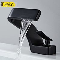 iDeko® Robinet de lavabo mitigeur salle de bain cascade peintre Noir moderne Mono standard EU