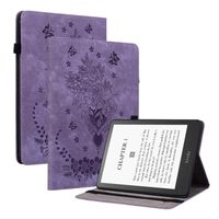 Coque Amazon Kindle Paperwhite 11e Gén-KPW5 6.8", Tablette Housse avec Protection Étui Smart Folio Cover-Papillon violet et roses