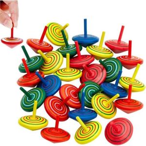 TOUPIE - LANCEUR TOUPIE - TOUPIE DE COMPETITION - ARENE - LANCEUR Jouets de toupie en bois Mini toupies colorées 30 pièces de cadeaux d'anniversaire