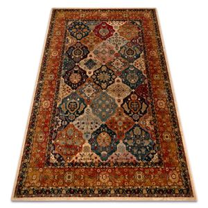 Grand Tapis Oriental Vintage Hamedan 266x95cm – Laine Fait Main, Motif Géométrique