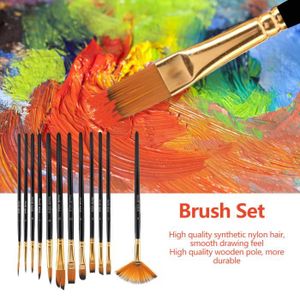 PINCEAU - SET Set de 12 Pinceaux de Peinture set brosse professionnelle pour peinture à l'huile aquarelle