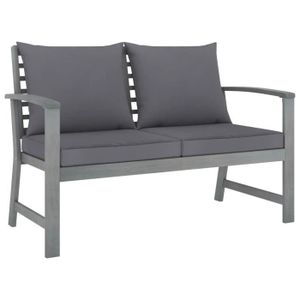 BANC D'EXTÉRIEUR Banc de jardin 120cm et coussin gris foncé Bois solide d'acacia