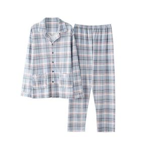 Mnamo Pyjama Homme Long en 100% Coton Pyjama Homme à Carreaux Ensemble  Pyjama avec Poches (Plaid Marine, S) : : Mode
