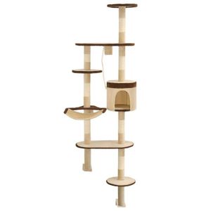 ARBRE À CHAT Arbre à chat en sisal Montage mural 194 cm Beige et marron