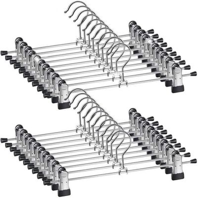 Fousenuk Cintres Pantalons, Lot de 20 Cintre Pinces 30cm, Ceintre pour Pantalon Metal avec Deux Antidérapante Clips, Cintres Porte-Pantalons Crochet Pivotant à 360°, Cintre Jupes Femme Gain De Place