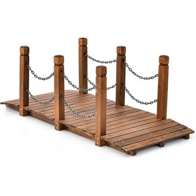 Pont De Jardin En Bois 185x72x58 Cm - Décoration Romantique Pour Bassin | Balustrade Included
