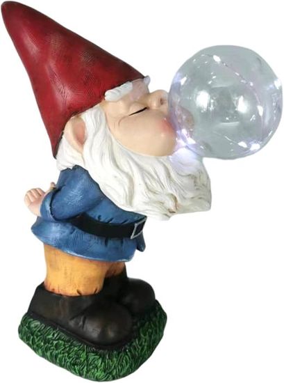 TIN DREAMS FACTORY Nain Zen Lumineux Solaire - Figurine Jardin Résine Avec LED, Décoration Relaxante