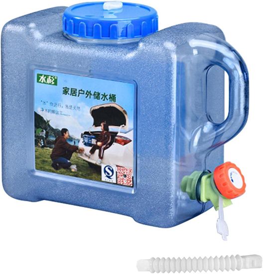 Jerricane Alimentaire 10 L Avec Robinet - PC Transparent Bleu - Pour Camping, Caravane, Randonnée - Eau Potable