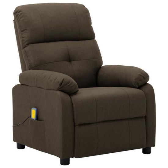 MAG🐰- Fauteuil de massage électrique-Chaises Fauteuil relax fauteuil à haut dossier Marron Tissu💖9753