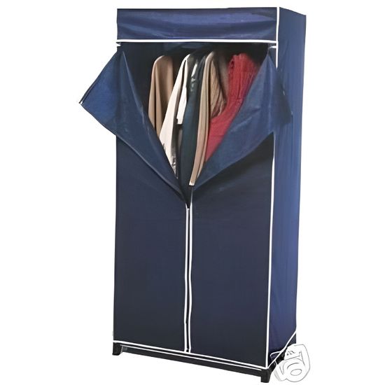 Armoire Portative En Tissu Avec Rails Suspendus - Penderie - 169x44x181 Cm