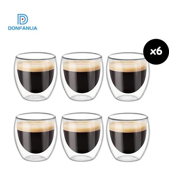 2 Tasses à Espresso En Verre Double Paroi Randwyck - Service à Café 2 Pièces 90 Ml Transparent