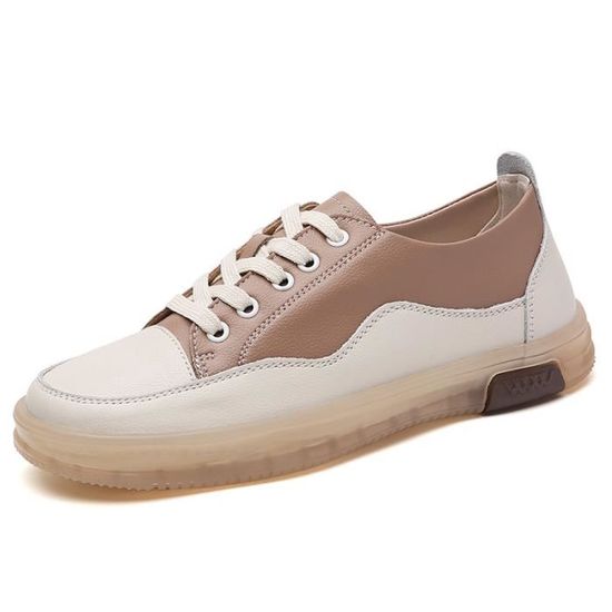 Baskets Femme Vintage en Cuir Plat Doux Respirante AIEVIS Marron Marron Cdiscount Chaussures