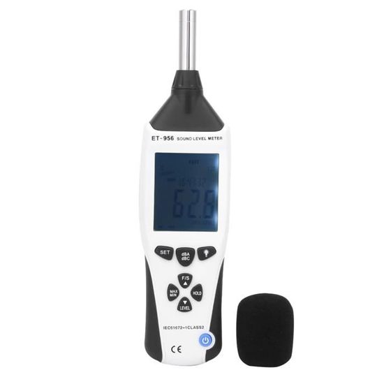 Sonomètre Numérique Murale 30-130dB - Affichage LCD 9.6" - Alarme USB - Mesure Bruit Professionnelle