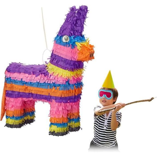 Piñata Chiffre 5 Arc-en-ciel - Anniversaire Enfant - Avec Bâton Et