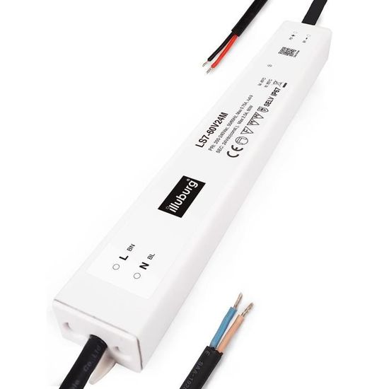 Transformateur LED 24V 60W Ultra-mince - Alimentation AC 220V Vers DC 24V/2.5A - Pour Rubans LED Et Spots - 10