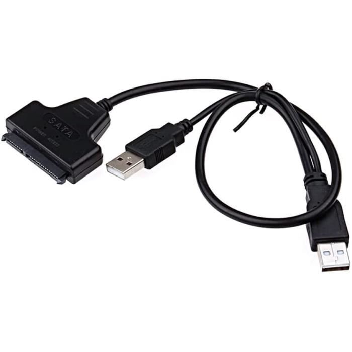 USB 2.0 Vers Sata 22pin 2.5 Câble Adaptateur Lecteur Disque Dur SSD HDD  Externe