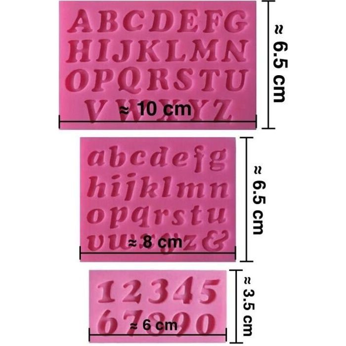 Moule silicone 3D Alphabet chiffres pour pâte à sucre, cake design, décoration