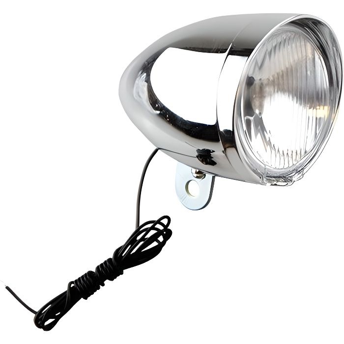 Eclairage velo av/projecteur halogene pour dynamo type hollandais chrome