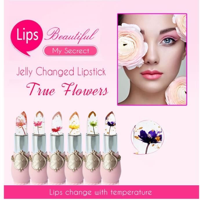Beauté Bright Flower Crystal Jelly Lipstick Magic Temperature Change Color Lip@24